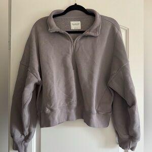 Abercrombie & Fitch Women’s Essential Sunday Half-Zip Sweatshirt - Taupe Grey